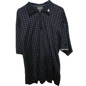 Rocawear Mens Navy / White Check S/Sleeve 1/4 Zip Shirt Sz XL Mercerized Cotton